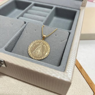 Detalhes do produto COLAR PINGENTE MEDALHA REDONDA - NOSSA SENHORA DE APARECIDA